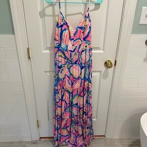 Lilly Pulitzer Pink and Blue Floral Maxi